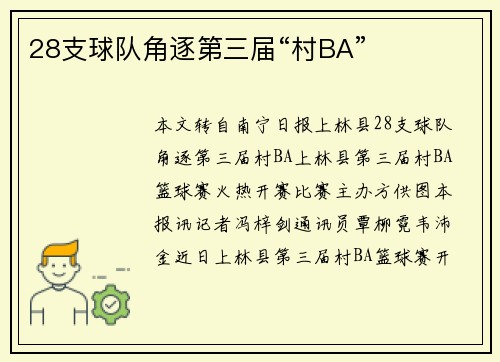 28支球队角逐第三届“村BA”